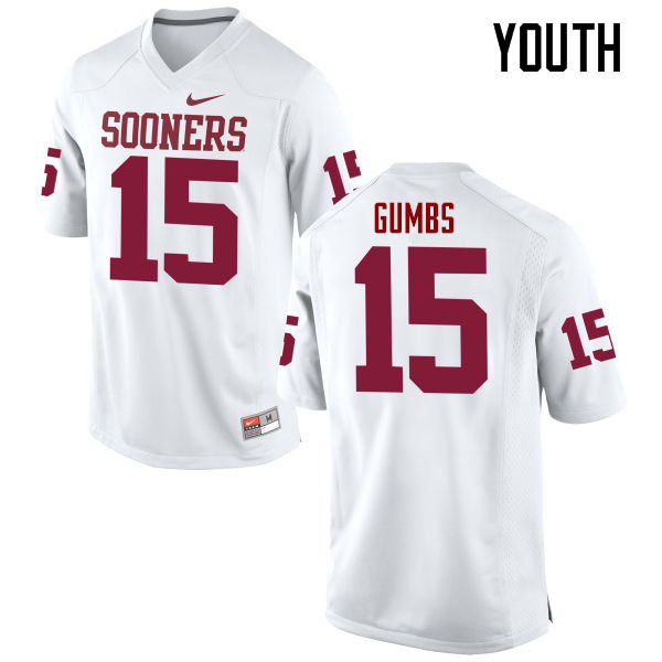 Youth Oklahoma Sooners #15 Addison Gumbs College Football Jerseys Game-White - Click Image to Close